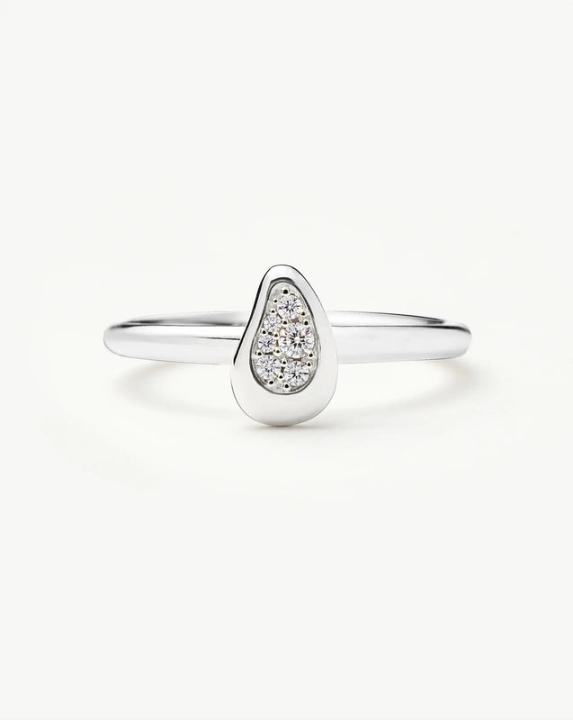 Molten Teardrop Pavé Ring | Silver Plated/Cubic Zirconia