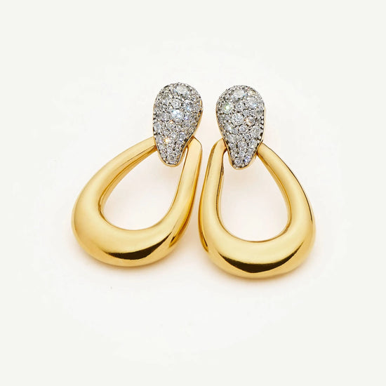 Molten Teardrop Pavé Statement Stud Earrings | 18ct Gold Plated/Cubic Zirconia Earrings Missoma 