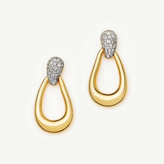 Molten Teardrop Pavé Statement Stud Earrings | 18ct Gold Plated/Cubic Zirconia Earrings Missoma 