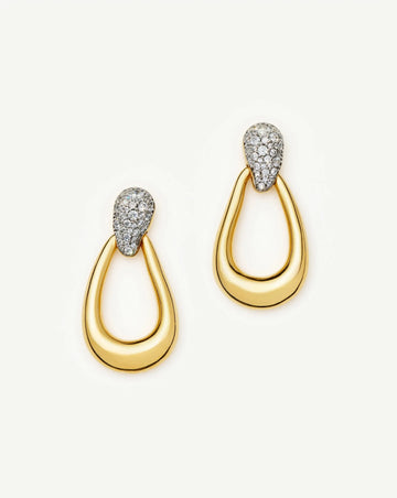 Molten Teardrop Pavé Statement Stud Earrings | 18ct Gold Plated/Cubic Zirconia Earrings Missoma 