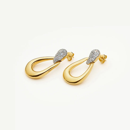 Molten Teardrop Pavé Statement Stud Earrings | 18ct Gold Plated/Cubic Zirconia Earrings Missoma 
