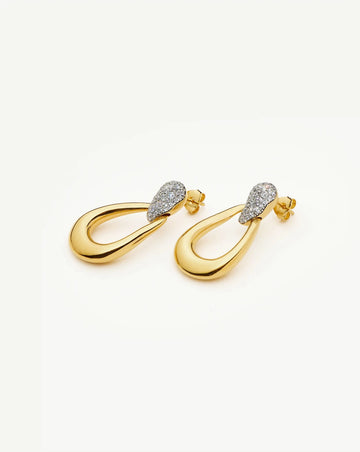 Molten Teardrop Pavé Statement Stud Earrings | 18ct Gold Plated/Cubic Zirconia Earrings Missoma 