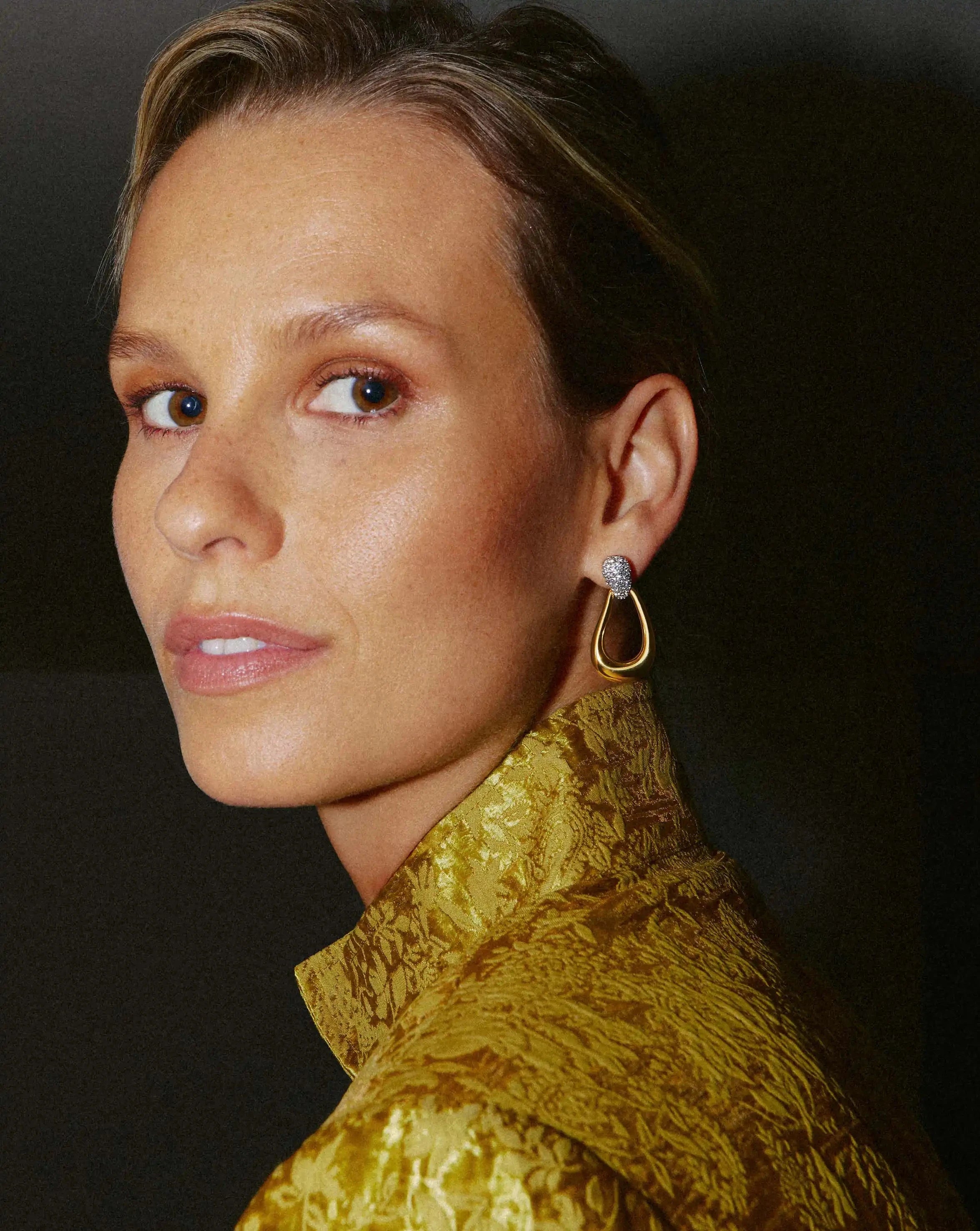 Molten Teardrop Pavé Statement Stud Earrings | 18ct Gold Plated/Cubic Zirconia Earrings Missoma 