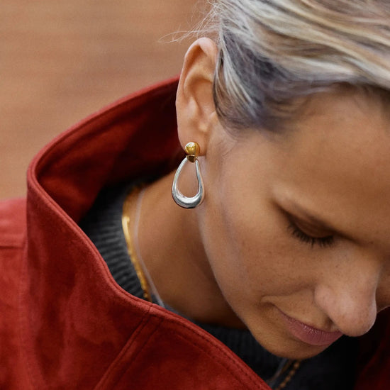 Molten Teardrop Statement Stud Earrings | Mixed Metal Earrings Missoma 