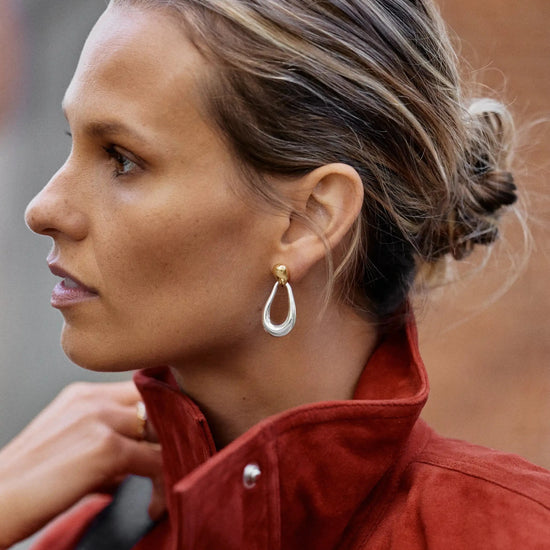 Molten Teardrop Statement Stud Earrings | Mixed Metal Earrings Missoma 