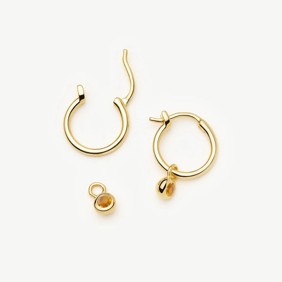 November Birthstone Mini Charm Hoop Earrings | 18ct Gold Vermeil/Citrine Earrings Missoma 