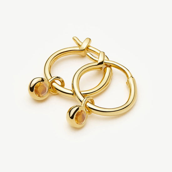 November Birthstone Mini Charm Hoop Earrings | 18ct Gold Vermeil/Citrine Earrings Missoma 