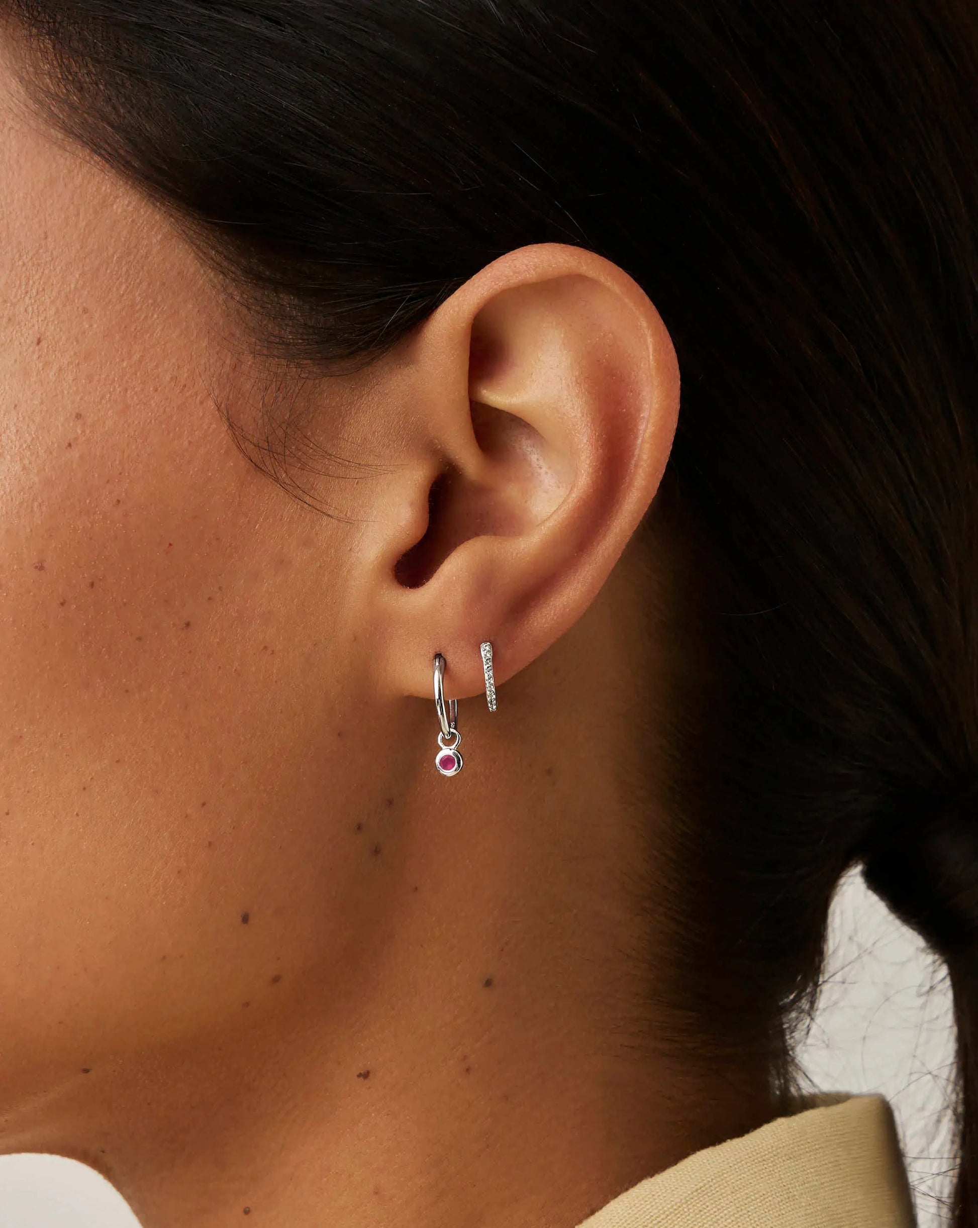 October Birthstone Necklace & Charm Earrings Set | Sterling Silver/Pink Tourmaline Necklaces Missoma 