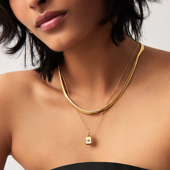 October Birthstone Pendant Necklace | 18ct Gold Vermeil/Pink Tourmaline Necklaces Missoma 