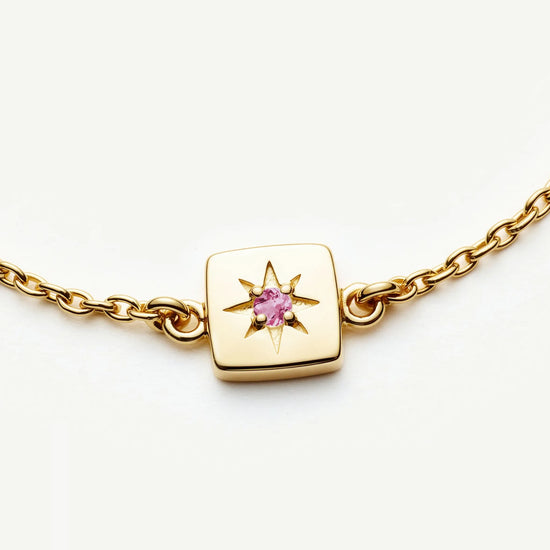October Birthstone Slider Bracelet | 18ct Gold Plated/Pink Tourmaline Bracelets Missoma 