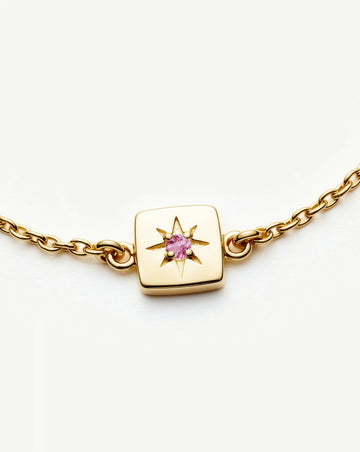 October Birthstone Slider Bracelet | 18ct Gold Plated/Pink Tourmaline Bracelets Missoma 