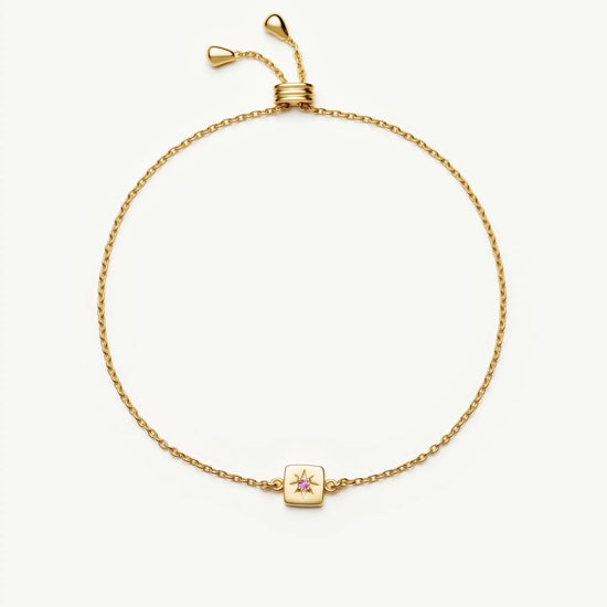 October Birthstone Slider Bracelet | 18ct Gold Plated/Pink Tourmaline Bracelets Missoma 