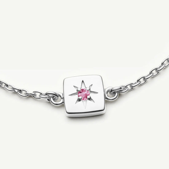 October Birthstone Slider Bracelet | Silver Plated/Pink Tourmaline Bracelets Missoma 
