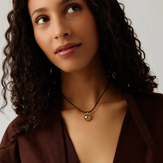 Orb Gemstone Pendant Cord Necklace | 18ct Gold Plated / Black Spinel Necklaces Missoma 