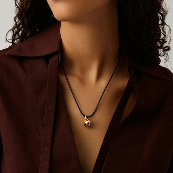 Orb Gemstone Pendant Cord Necklace | 18ct Gold Plated / Black Spinel Necklaces Missoma 