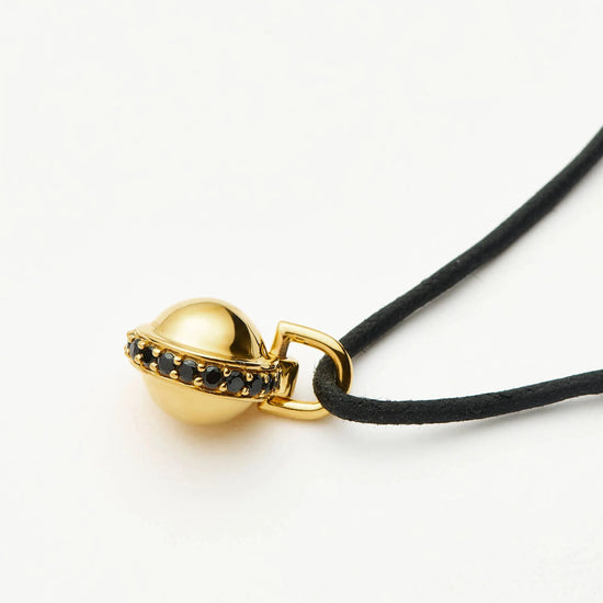 Orb Gemstone Pendant Cord Necklace | 18ct Gold Plated / Black Spinel Necklaces Missoma 