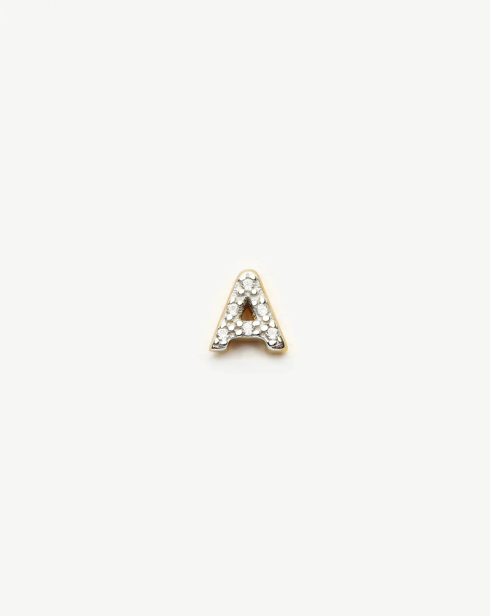 Pave Initial Single Stud Earring - Initial A | 18ct Gold Vermeil/Cubic Zirconia Earrings Missoma 