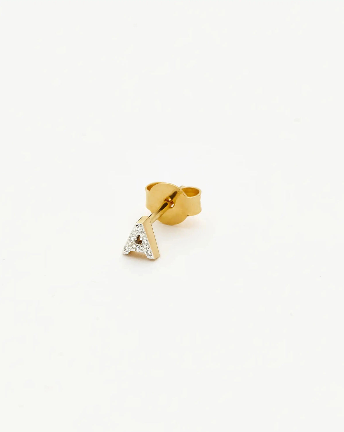 Pave Initial Single Stud Earring Initial 18ct Vermeil Cubic Zirconia