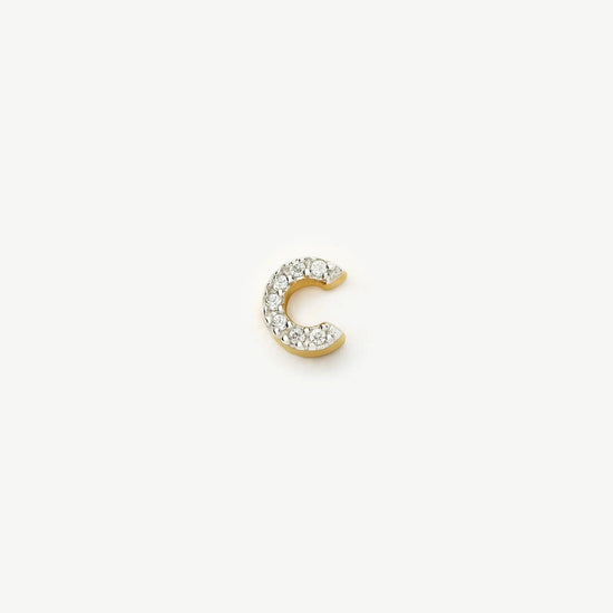 Pave Initial Single Stud Earring - Initial C | 18ct Gold Vermeil/Cubic Zirconia Earrings Missoma 