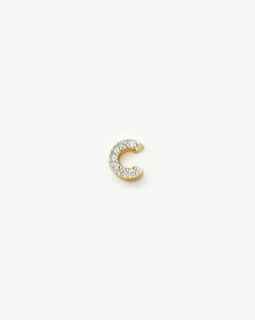 Pave Initial Single Stud Earring - Initial C | 18ct Gold Vermeil/Cubic Zirconia Earrings Missoma 