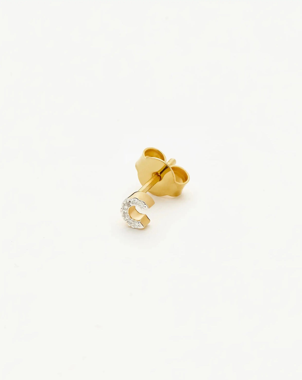 Pave Initial Single Stud Earring Initial C 18ct Vermeil Cubic Zirconia