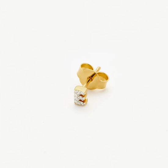 Pave Initial Single Stud Earring - Initial E | 18ct Gold Vermeil/Cubic Zirconia Earrings Missoma 
