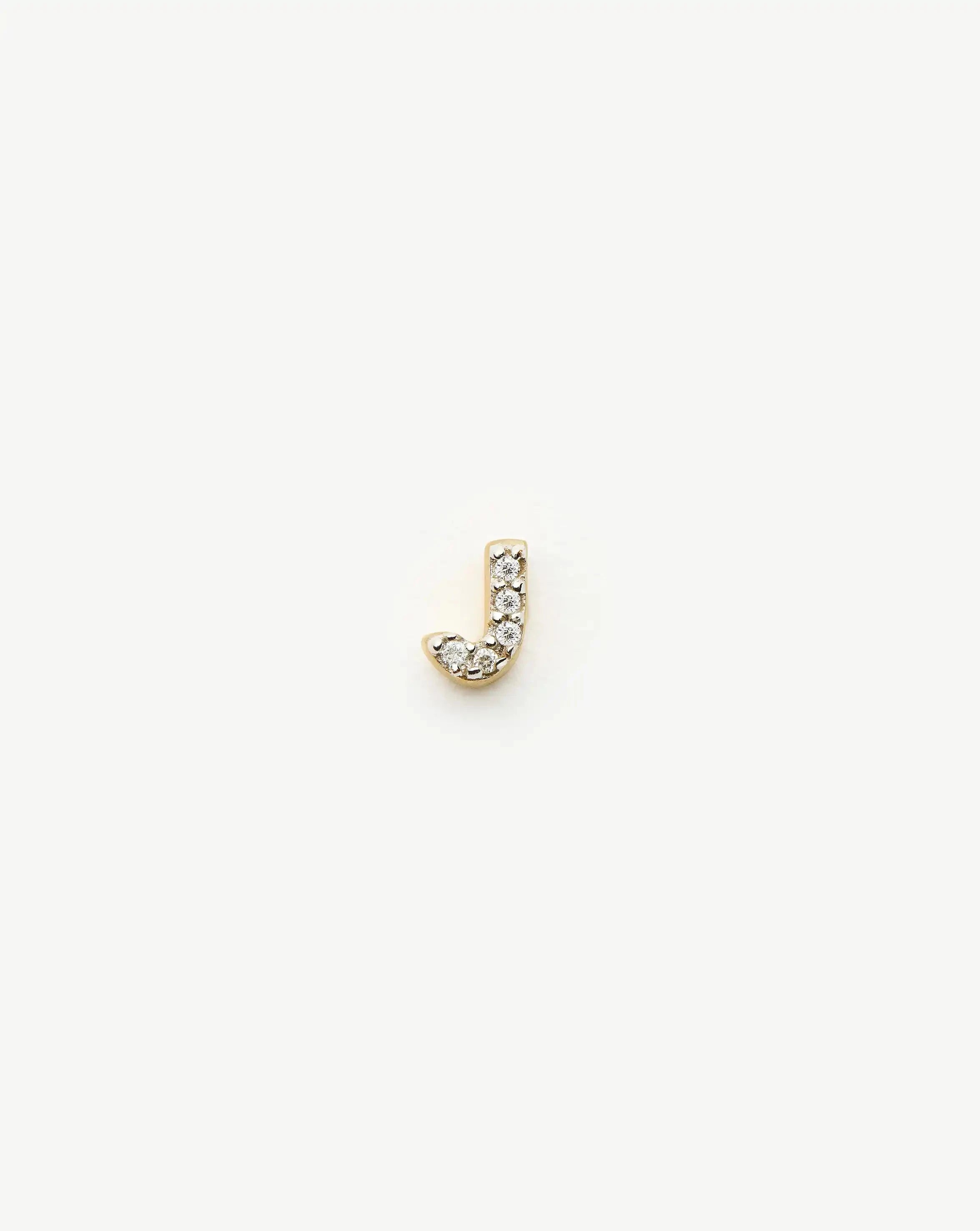 Pave Initial Single Stud Earring - Initial J | 18ct Gold Vermeil/Cubic Zirconia Earrings Missoma 