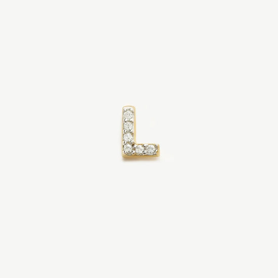 Pave Initial Single Stud Earring - Initial L | 18ct Gold Vermeil/Cubic Zirconia Earrings Missoma 