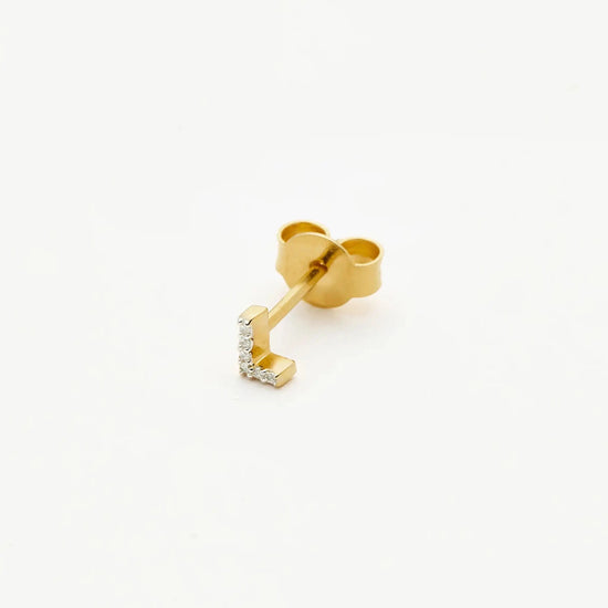 Pave Initial Single Stud Earring - Initial L | 18ct Gold Vermeil/Cubic Zirconia Earrings Missoma 