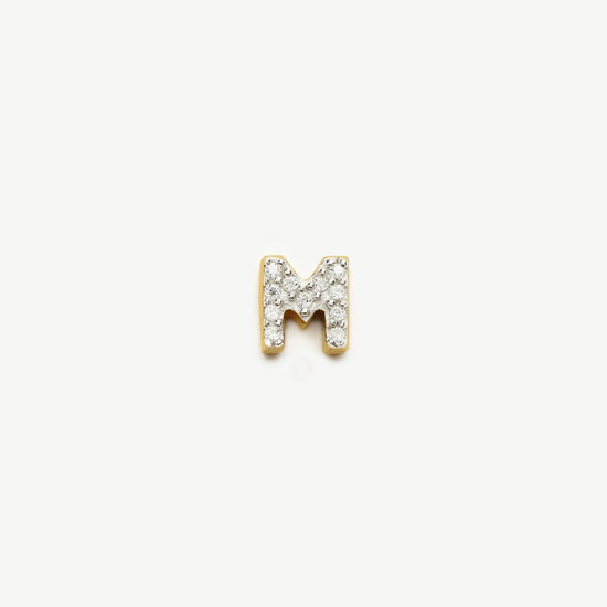 Pave Initial Single Stud Earring - Initial M | 18ct Gold Vermeil/Cubic Zirconia Earrings Missoma 