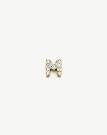 Pave Initial Single Stud Earring - Initial M | 18ct Gold Vermeil/Cubic Zirconia Earrings Missoma 