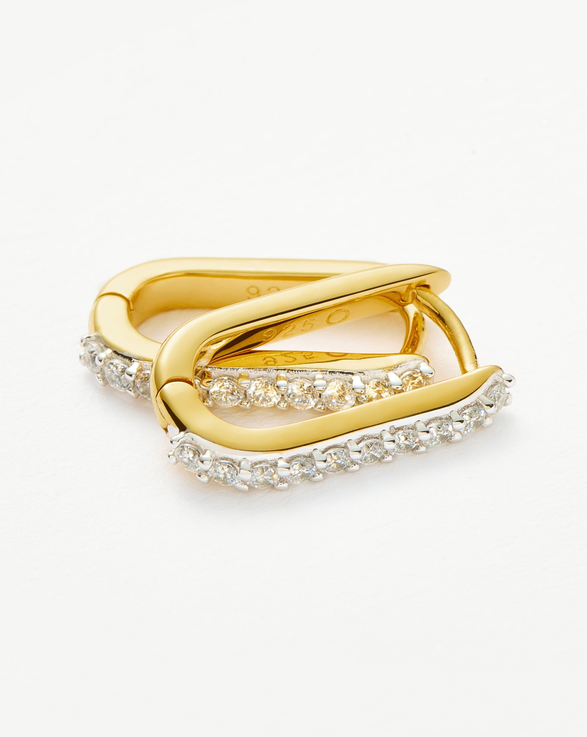 Pave Ovate Huggies | 18ct Recycled Gold Vermeil on Recycled Sterling Silver Earrings Missoma 