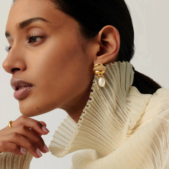 Pearl Baya Charm Drop Earrings | 18ct Gold Plated/Pearl Earrings Missoma 