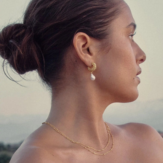Pearl Baya Charm Hoop Earrings | 18ct Gold Plated/Pearl Earrings Missoma 
