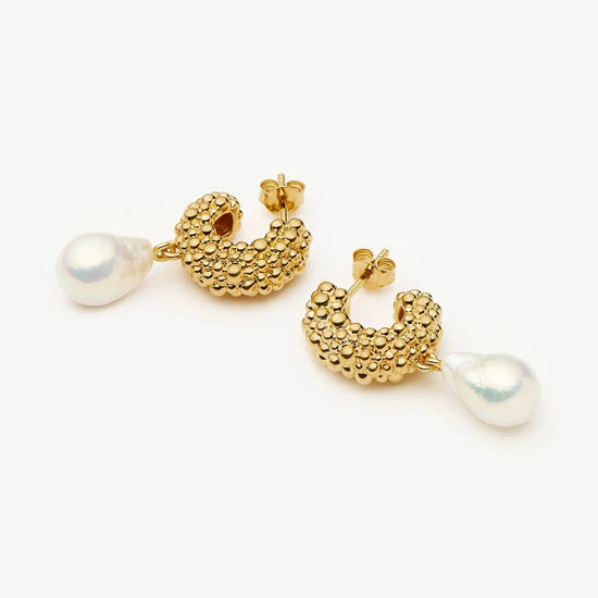 Pearl Baya Charm Hoop Earrings | 18ct Gold Plated/Pearl Earrings Missoma 