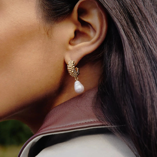 Pearl Baya Charm Hoop Earrings | 18ct Gold Plated/Pearl Earrings Missoma 