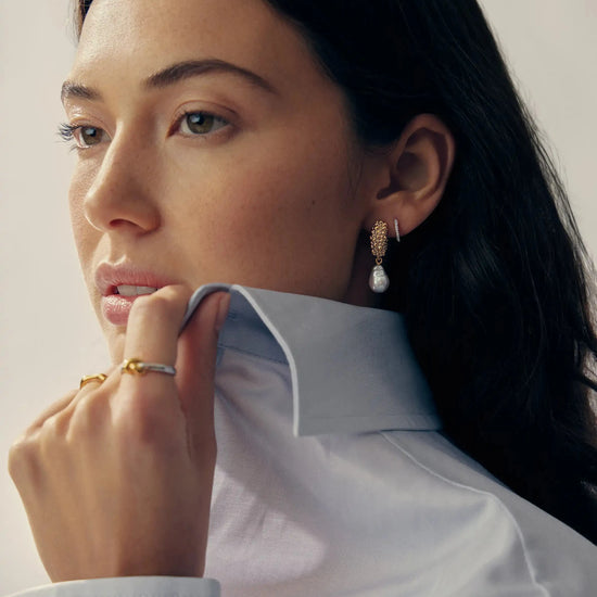 Pearl Baya Charm Hoop Earrings | 18ct Gold Plated/Pearl Earrings Missoma 