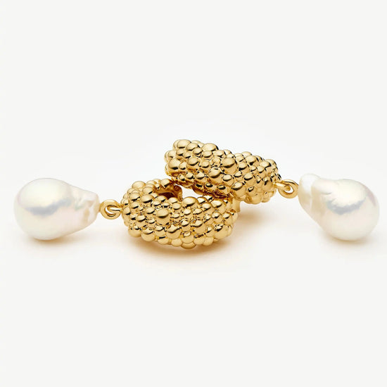 Pearl Baya Charm Hoop Earrings | 18ct Gold Plated/Pearl Earrings Missoma 