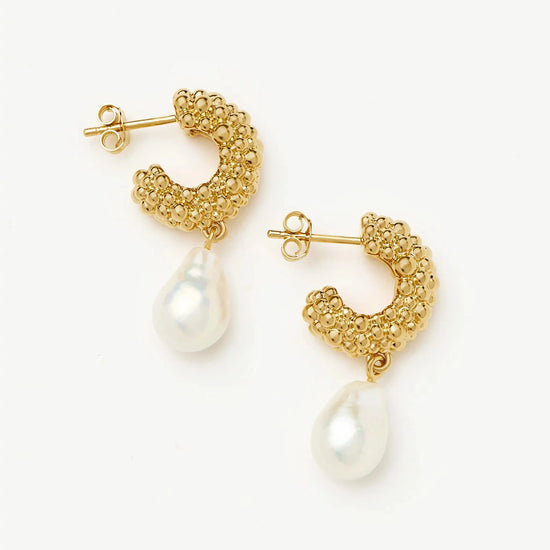 Pearl Baya Charm Hoop Earrings | 18ct Gold Plated/Pearl Earrings Missoma 