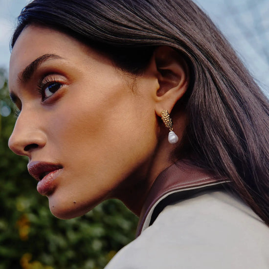 Pearl Baya Charm Hoop Earrings | 18ct Gold Plated/Pearl Earrings Missoma 
