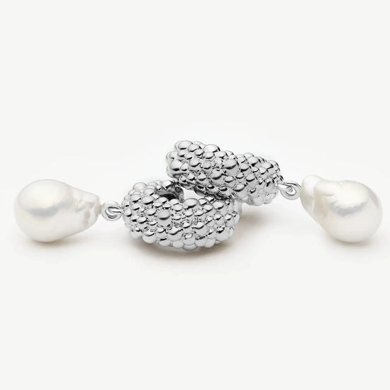 Pearl Baya Charm Hoop Earrings | Silver Plated/Pearl Earrings Missoma 