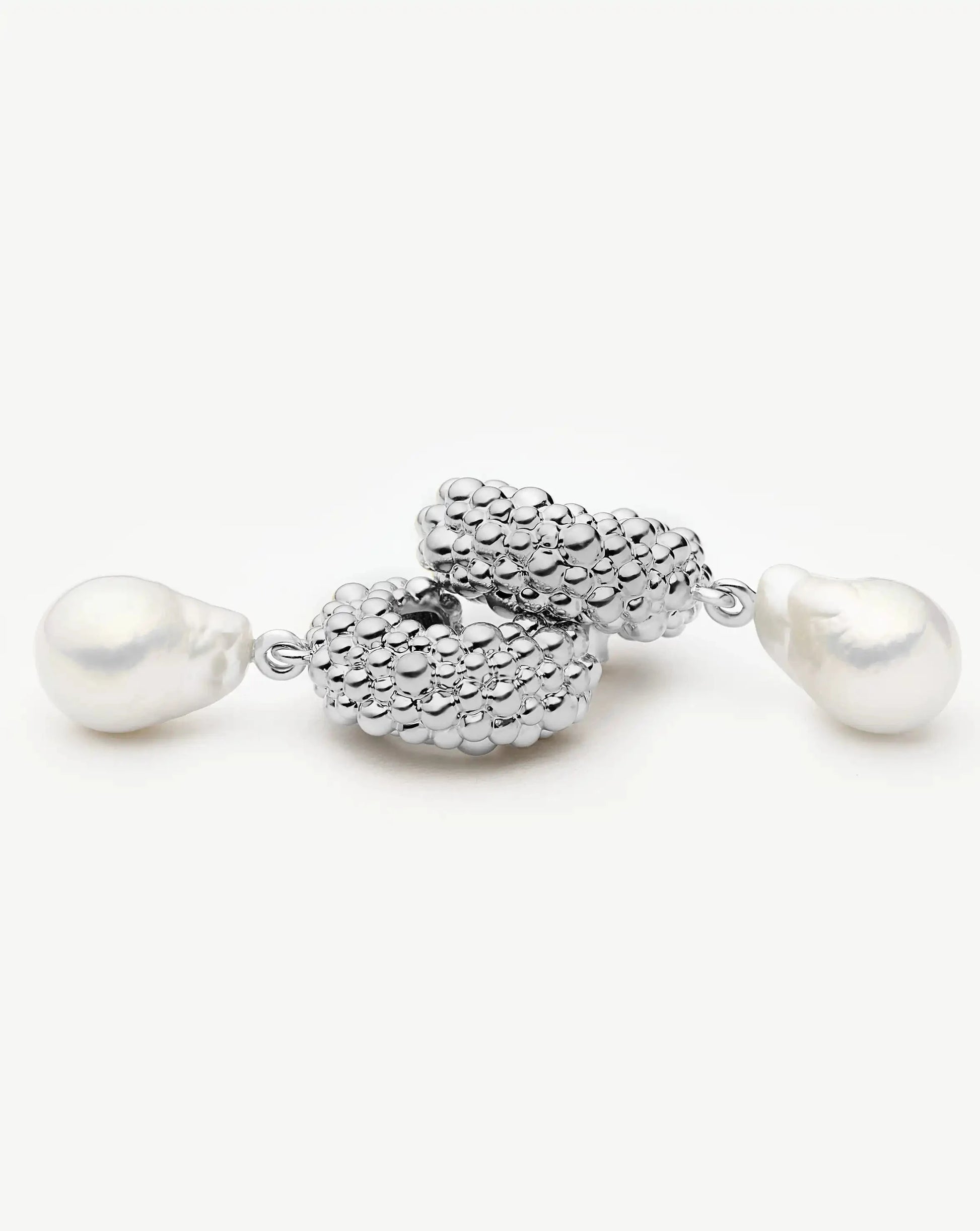 Pearl Baya Charm Hoop Earrings | Silver Plated/Pearl Earrings Missoma 