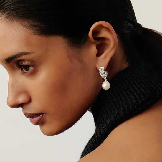Pearl Baya Charm Hoop Earrings | Silver Plated/Pearl Earrings Missoma 