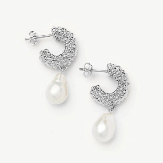 Pearl Baya Charm Hoop Earrings | Silver Plated/Pearl Earrings Missoma 