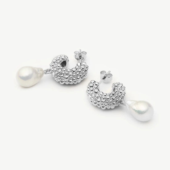Pearl Baya Charm Hoop Earrings | Silver Plated/Pearl Earrings Missoma 