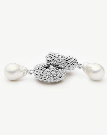 Pearl Baya Charm Hoop Earrings | Silver Plated/Pearl Earrings Missoma 