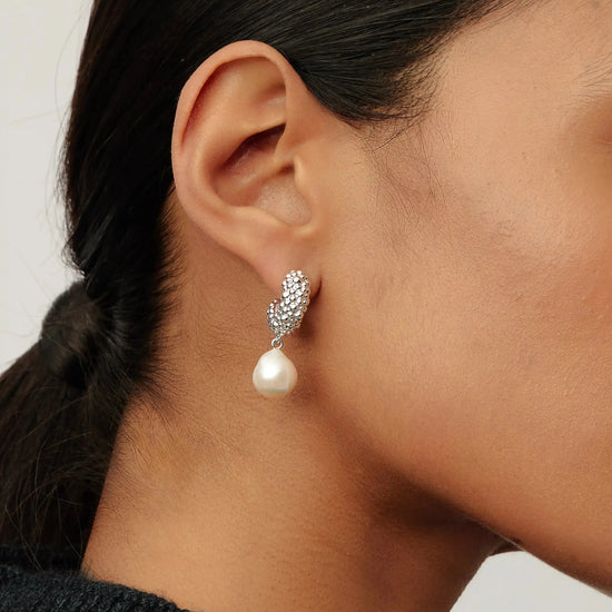 Pearl Baya Charm Hoop Earrings | Silver Plated/Pearl Earrings Missoma 