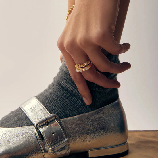 Pearl Baya Stacking Ring Set | 18ct Gold Plated/Pearl Rings Missoma 