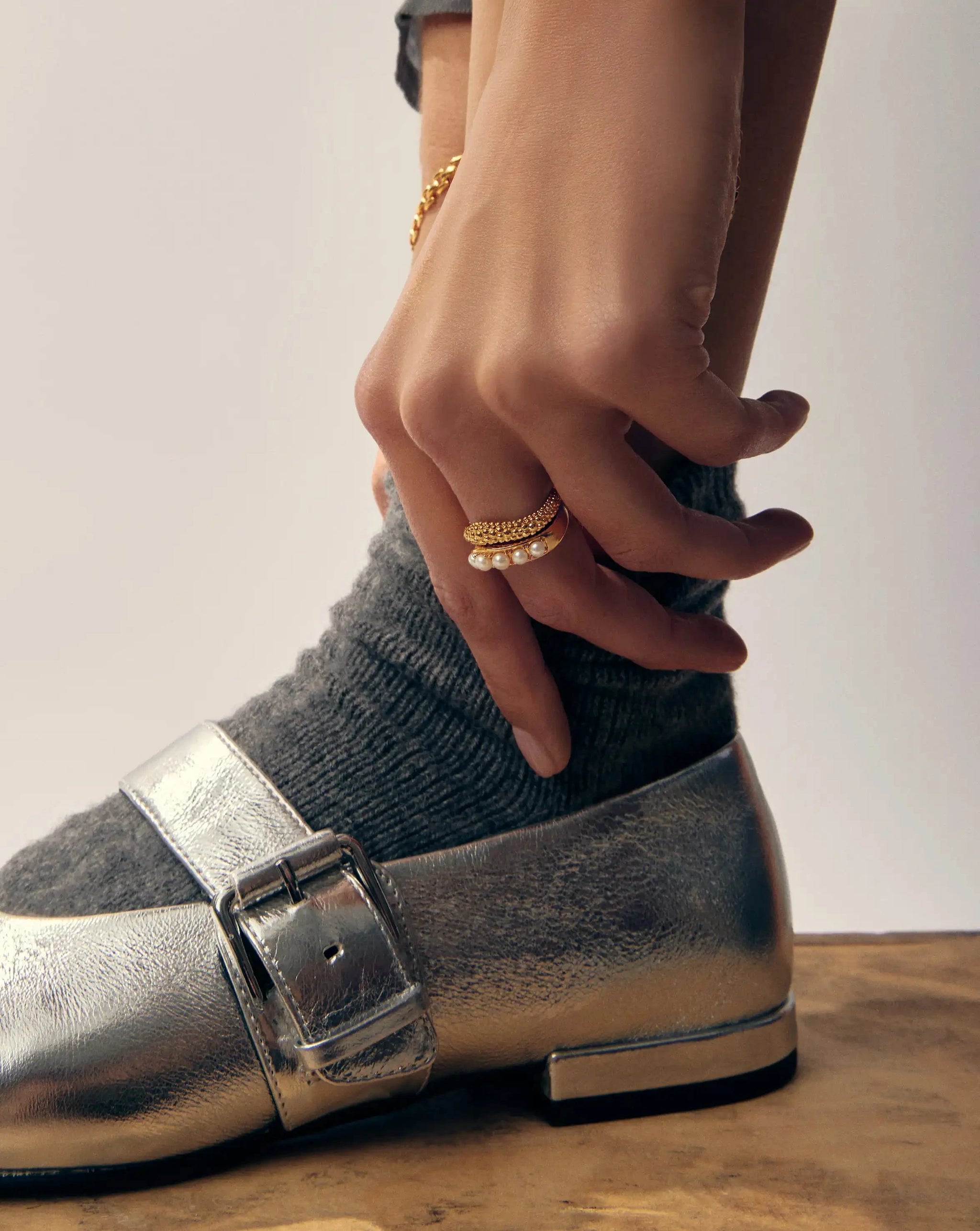 Pearl Baya Stacking Ring Set | 18ct Gold Plated/Pearl Rings Missoma 