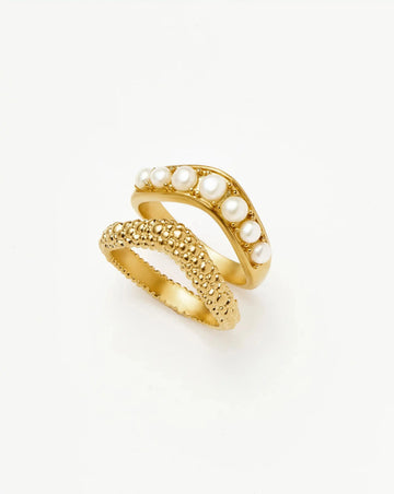 Pearl Baya Stacking Ring Set | 18ct Gold Plated/Pearl Rings Missoma 